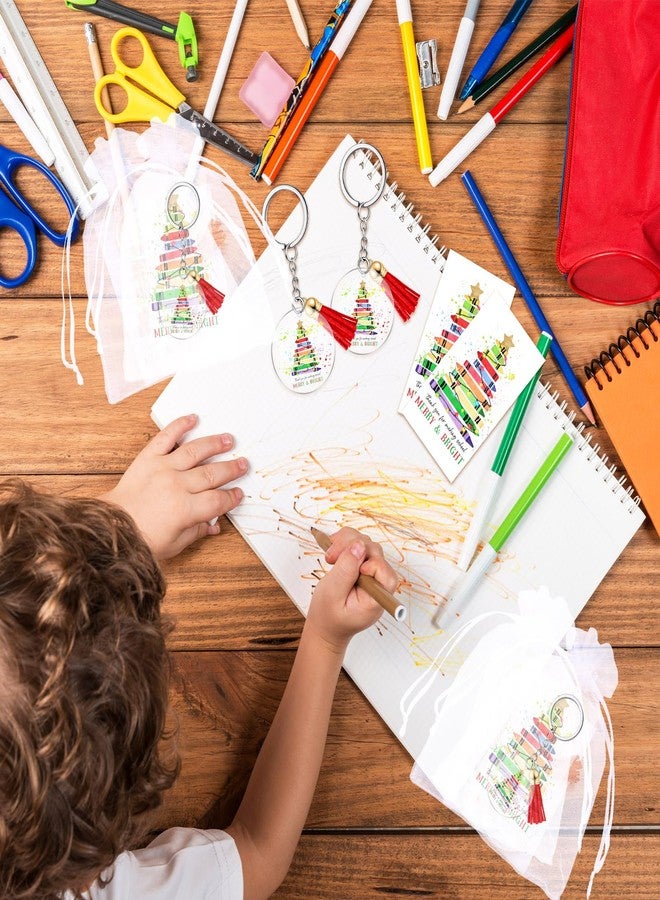 Ecation 36 Set Christmas Holiday Gifts Christmas Thank You Teachers Appreciation Gifts Include Happy Holiday Tags Acrylic Keychains with Tassels and Organza Bags (Appreciation) - Image 5